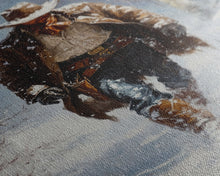 Load image into Gallery viewer, Cowboy Riding Horse in Snowy Forest Canvas Print, Winter Wall Art, Western, Rustic Christmas Wall Art, Seasonal Holiday Decor, Canvas Print