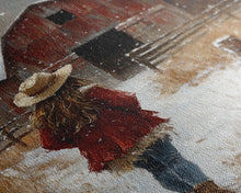 Load image into Gallery viewer, Country Girl with Falling Leaves Canvas Print, Autumn Wall Art, Farmhouse Holiday Decor, Fall Decor, Trendy Wall Art, Framed Canvas Print