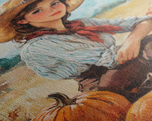 Load image into Gallery viewer, Country fall harvest framed canvas print pumpkins and a serene autumn landscape perfect seasonal wall art for rustic farmhouse home decor