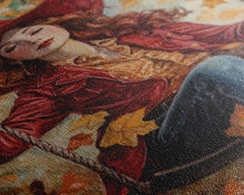 Carregar imagem no visualizador da galeria, Fall Cowgirl Enjoying Her Swing, Framed Canvas Print, Autumn Decor, Cute Wall Art Gift Idea