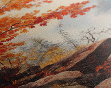 Carregar imagem no visualizador da galeria, Fall In The Virginia Mountains - Framed Canvas Print - Autumn Leaves Falling On The Mountain Lake Landscape