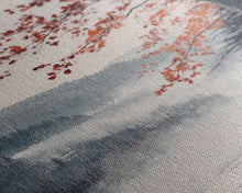 Carregar imagem no visualizador da galeria, Canvas Print of Snowy Mountain Trees Red Leaves, Winter Wonderland Wall Art, Best Gift Idea, Moody Landscape, Rustic Christmas Decor