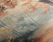 Carregar imagem no visualizador da galeria, Framed Canvas Print of Foggy Autumn Forest with Red Leaves, Moody Landscape Wall Art, Fall Seasonal Decor, Best Gift Idea, Modern Farmhouse