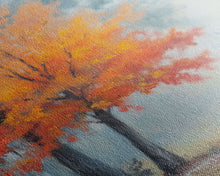 Carregar imagem no visualizador da galeria, Canvas Print of Vibrant Autumn Tree in Misty Background, Seasonal Wall Art, Fall Decor, Best Gift Idea, Modern Farmhouse Landscape Art