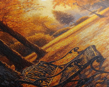 Carregar imagem no visualizador da galeria, Autumn Park Bench Scene With Trees And Lamppost Framed Canvas Print Wall Art Fall Decor, Rustic Autumn Art Gift, Seasonal Canvas Art