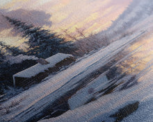 Carregar imagem no visualizador da galeria, Cabin In Snowy Forest Framed Canvas Print Wall Art Winter Landscape Decor, Cozy Christmas Art Gift, Rustic Winter Wonderland Art