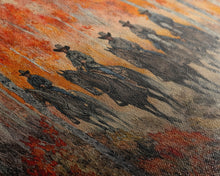 Carregar imagem no visualizador da galeria, Framed Canvas Print Horseback Riders in Rustic Fall Forest, Cowboy Theme Wall Art, Autumn Home Decor, and Seasonal Canvas Wall Print