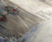 Load image into Gallery viewer, Christmas decor farmhouse Framed Canvas Print snowy barn Christmas scene holiday wall art best gift Christmas decor Christmas tree art 2024