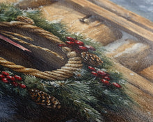 Load image into Gallery viewer, Christmas door decor, rustic Christmas decor, canvas print, Christmas decor wood, Christmas wall decor, holiday wall art