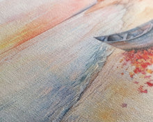 Carregar imagem no visualizador da galeria, Autumn beach landscape art, fall sunset wall art, coastal boat decor, beach fall home decor, seasonal wall art gift, framed canvas print