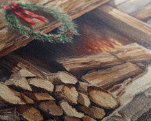 Load image into Gallery viewer, Cozy Cabin Fireplace Christmas Canvas Print | Rustic Christmas Wall Art | Holiday Home Decor | Christmas Mantle Decor | 2024 Christmas Gift