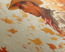 Load image into Gallery viewer, Cowboy and Fall Leaves, Framed Canvas Print Seasonal Wall Art Christmas Cowboy Gift Winter Landscape Wall Decor