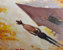 Load image into Gallery viewer, Cowboy and His Barn, Framed Canvas Print, Landscape Art Christmas Cowboy Holiday Art Wall Decor Seasonal