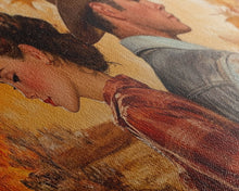 Carregar imagem no visualizador da galeria, Framed Canvas Print Cowboy Gazing Over Snowy Landscape Western Horse Rider Winter Mountain Art Winter Wonderland Wall Art