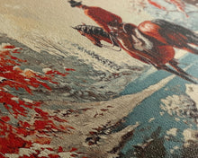 Load image into Gallery viewer, Cowboy resting by campfire under aspen trees with mountains in background, Framed Canvas Print, rustic wall art, warm western decor piece