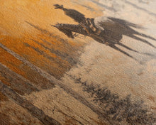 Load image into Gallery viewer, Cowboy riding horse through deep snow in a winter storm, Framed Canvas Print, dynamic winter wall art, rustic western home decor