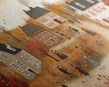 Carregar imagem no visualizador da galeria, Autumn Harvest Village Scene Framed Canvas Print - Cozy Fall Decor and Seasonal Wall Art with Country Charm and Autumn Ambiance