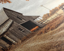 Carregar imagem no visualizador da galeria, Farmhouse Autumn Decor Framed Canvas Print with Rustic Truck and Barn, Fall Country Art Wall Decor, Pumpkin Harvest Gift Idea Seasonal Decor