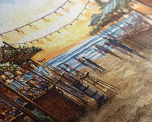 Load image into Gallery viewer, Beach Christmas Market Framed Canvas Print, Coastal Holiday Market Scene Wall Art, Christmas Decor Wall Art