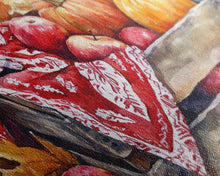 Load image into Gallery viewer, Basket With Pumpkins And Apples Framed Canvas Print Tall Art Rustic Fall Decor Thanksgiving Autumn Harvest Home Wall Art Farmhouse Gift Idea