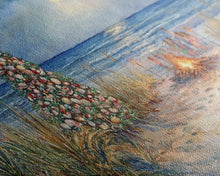 Load image into Gallery viewer, Beach Christmas family gathering by the ocean and bonfire, framed canvas print featuring tropical holiday decor wall art