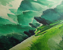 Load image into Gallery viewer, Emerald Green Watercolor Landscape Abstract, ready to hang canvas print wall art, framed canvas wall art