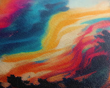 Load image into Gallery viewer, Beautiful Panoramic Sunset Watercolor, Extra Large Wall Art, Framed Panoramic Canvas Print, Framed Wall Art