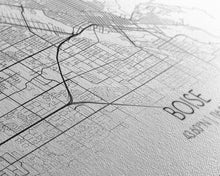 Load image into Gallery viewer, Boise Street Map, Idaho Map, Map Print, Modern Art, Wall Art, Canvas Art, Friendship Gift, Minimalist Décor, Bar Cart Décor, Rustic Home Art