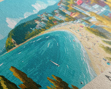 Carregar imagem no visualizador da galeria, Albena, Bulgaria Panoramic Beach Print, Vacation Gift, Bulgaria Wall Art, Framed Canvas Print, Framed Beach Painting
