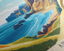 Load image into Gallery viewer, Anakena, Chile Panoramic Print, Vacation Gift, Chile Wall Art, Beach Painting, Beach Decor, Beach Or Lakehouse Art