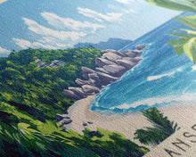 Load image into Gallery viewer, Anse Major, Seychelles Panoramic Beach Print, Vacation Gift, Seychelles Wall Art, Beach Painting, Beach Decor, Beach Painting