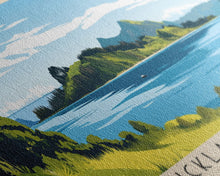 Load image into Gallery viewer, Auckland Island, New Zealand Panoramic Beach Print, Vacation Gift, New Zealand Wall Art, Beach Painting, Beach Decor, Beach Painting