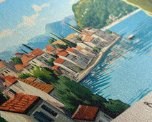 Load image into Gallery viewer, Borak, Croatia Panoramic Beach Print, Vacation Gift, Croatia Wall Art, Framed Canvas Print, Framed Beach Painting