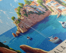 Carregar imagem no visualizador da galeria, Cala Fornells, Spain Panoramic Beach Print, Vacation Gift, Spain Wall Art, Framed Canvas Print, Framed Beach Painting