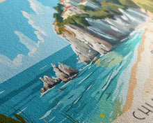 Cargar imagen en el visor de la galería, Chia Beach, Italy Panoramic Beach Print, Vacation Gift, Italy Wall Art, Framed Canvas Print, Framed Beach Painting