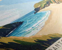 Load image into Gallery viewer, Crantock Beach, United Kingdom Panoramic Beach Print, Vacation Gift, United Kingdom Wall Art, Framed Canvas Print, Framed Beach Painting