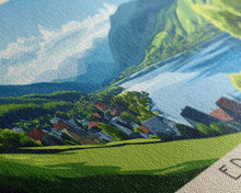 Load image into Gallery viewer, Edersee, Germany Panoramic Print, Vacation Gift, Germany Wall Art, Beach Painting, Beach Decor, Large Wall Art, Wood Frame Art