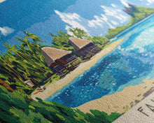 Cargar imagen en el visor de la galería, Fakarava, French Polynesia Panoramic Beach Print, Vacation Gift, French Polynesia Wall Art, Framed Canvas Print, Framed Beach Painting