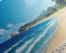 Load image into Gallery viewer, Freshwater Beach, Australia Panoramic Print, Vacation Gift, Australia Wall Art, Beach Painting, Beach Decor, Large Wall Art, Wood Frame Art