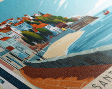 Load image into Gallery viewer, Santa Maria, Portugal Panoramic Beach Print, Vacation Gift, Portugal Wall Art, Beach Painting, Beach Decor, Beach Painting