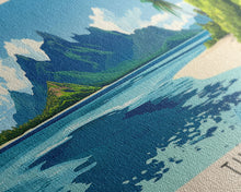 Load image into Gallery viewer, Tikehau, French Polynesia Panoramic Print, Vacation Gift, French Polynesia Wall Art, Beach Painting, Beach Decor, Large Wall Art, Wood Frame Art