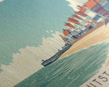 Carregar imagem no visualizador da galeria, Whitstable beach, United Kingdom Panoramic Print, Vacation Gift, United Kingdom Wall Art, Beach Painting, Beach Decor, Large Wall Art, Wood Frame Art