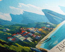 Load image into Gallery viewer, Zhoushan, China Panoramic Beach Print, Vacation Gift, China Wall Art, Beach Painting, Beach Decor, Beach Painting