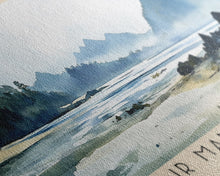 Carregar imagem no visualizador da galeria, Air Manis Beach, Indonesia Watercolor Beach Print, Vacation Gift, Indonesia Wall Art, Framed Canvas Print, Framed Beach Painting