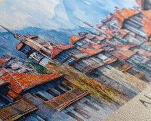 Carregar imagem no visualizador da galeria, Albena, Bulgaria Watercolor Beach Print, Vacation Gift, Bulgaria Wall Art, Framed Canvas Print, Framed Beach Painting