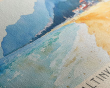 Load image into Gallery viewer, Altinkum Beach, Turkey Watercolor Beach Print, Vacation Gift, Turkey Wall Art, Beach Painting, Beach Decor, Beach Painting