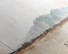 Load image into Gallery viewer, Ancud, Chile Watercolor Print, Vacation Gift, Chile Wall Art, Beach Painting, Beach Decor, Large Wall Art, Wood Frame Art