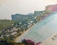 Load image into Gallery viewer, Antigua, Antigua and Barbuda Watercolor Beach Print, Vacation Gift, Antigua and Barbuda Wall Art, Framed Canvas Print, Framed Beach Painting