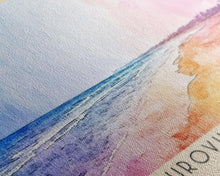 Carregar imagem no visualizador da galeria, Auroville Beach, India Watercolor Beach Print, Vacation Gift, India Wall Art, Framed Canvas Print, Framed Beach Painting