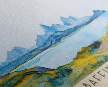 Load image into Gallery viewer, Baffin Island, Canada Watercolor Print, Vacation Gift, Canada Wall Art, Beach Painting, Beach Decor, Large Wall Art, Wood Frame Art